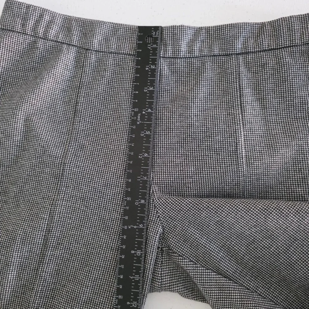 Talbots‎ Women's Size M Houndstooth Plaid Stretch Ankle Pants Gold Button Detail